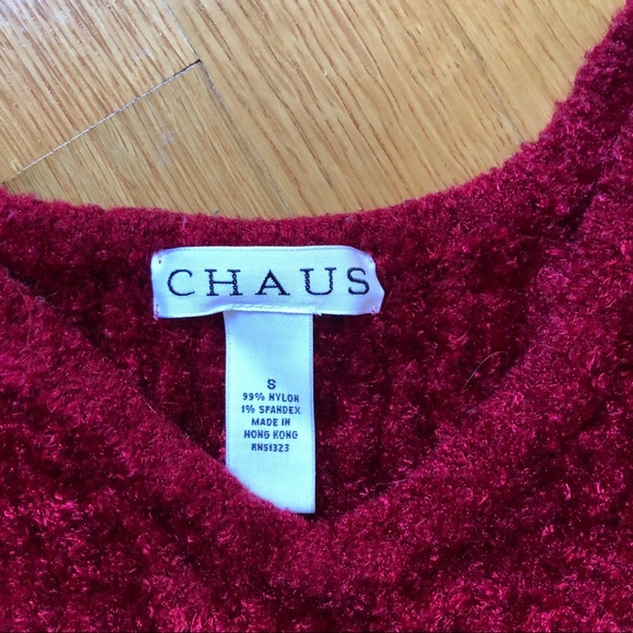 Chaus ruby red plush vneck pullover sweater - Picture 3 of 4